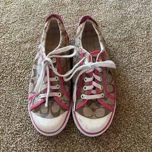 Pink and Brown Coach Shoes Size 8.5